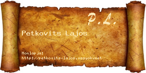 Petkovits Lajos névjegykártya