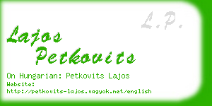 lajos petkovits business card